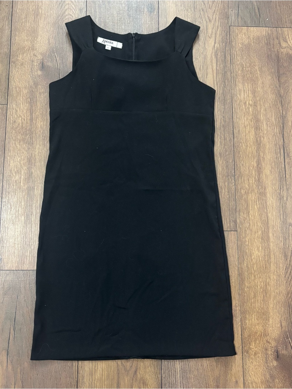 Amiana Black Sleeveless Sheath Dress, Size Large